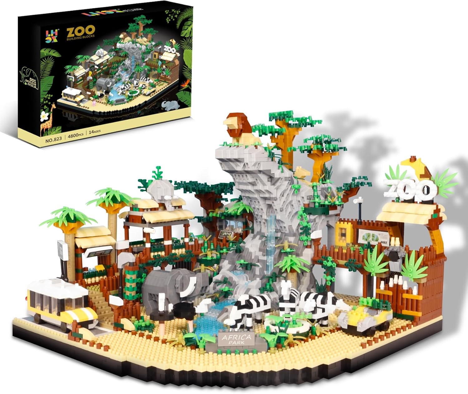 4800PCS Micro Mini Blocks Desert Zoo Building Blocks,Creative Ideals Animal Park Building Blocks Sets, Best Gift for 14+ Boys, Girls or Adults(Micro Bricks,Not Compatible with Lego Animals Zoo)