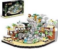 Vista 7 de Juego de 3600 piezas de microbloques de árbol bonsái de estanque de flor de melocotón, bloques de construcción de arquitectura tradicional