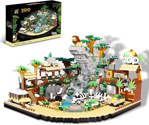 Miniatura 7 de Juego de 3600 piezas de microbloques de árbol bonsái de estanque de flor de melocotón, bloques de construcción de arquitectura tradicional