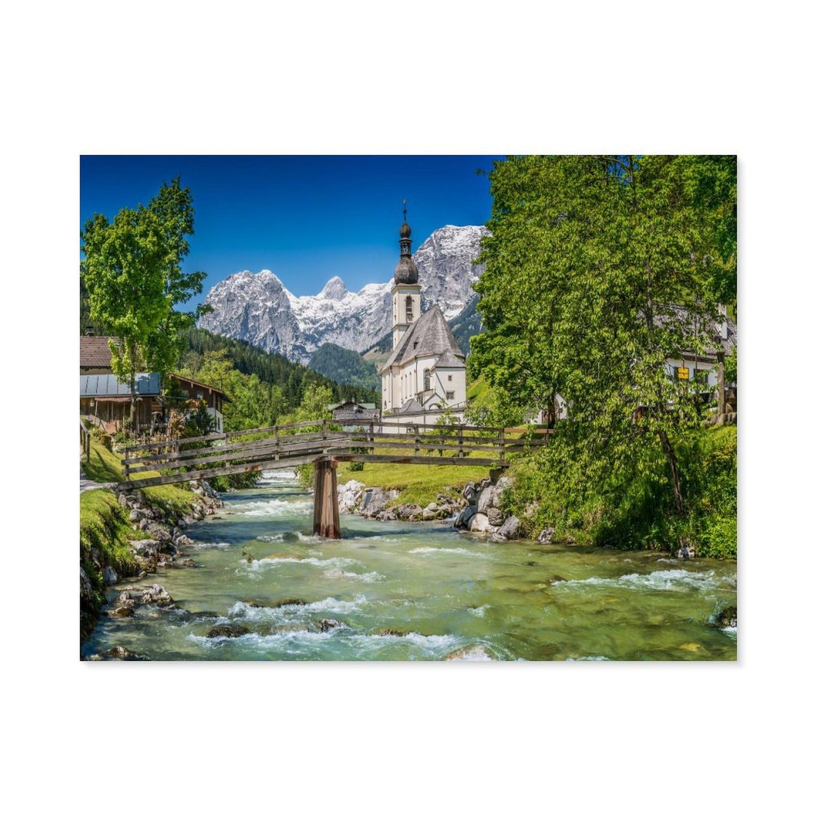 Jigsaw Puzzle 1000 Piece，St. Sebastian in Ramsau, Berchtesgaden National Park, Germany，Classic Puzzle Adult Puzzle DIY Kit Paper Toy Unique Gift Modern Home Decor（50x70cm）-E59