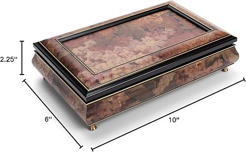 Miniatura 7 de Haelo 96289 - Joyero de madera con incrustaciones italianas de 10 x 6 pulgadas, diseño floral, hecho a mano, reproduce Tune Ave María