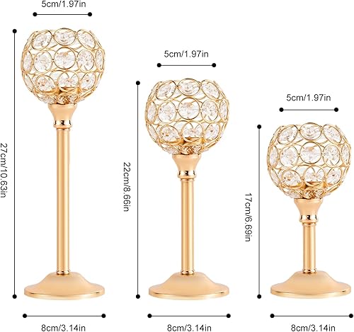 Miniatura 2 de Paquete de 12 portavelas de cristal dorados portavelas decorativo para jardín patio bares centros de mesa de Navidad