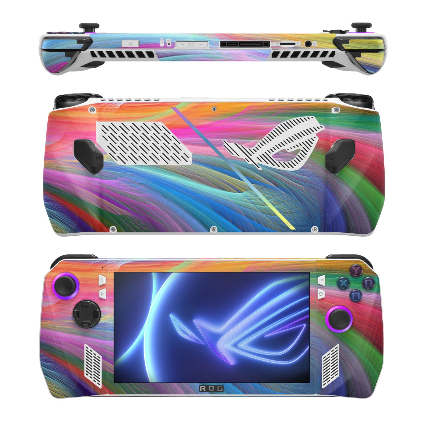 MightySkins Skin Compatible with Asus ROG Ally - Rainbow Waves | Protective, Durable, and Unique Vinyl Decal wrap Cover | Easy to Apply, Remove, and Change Styles