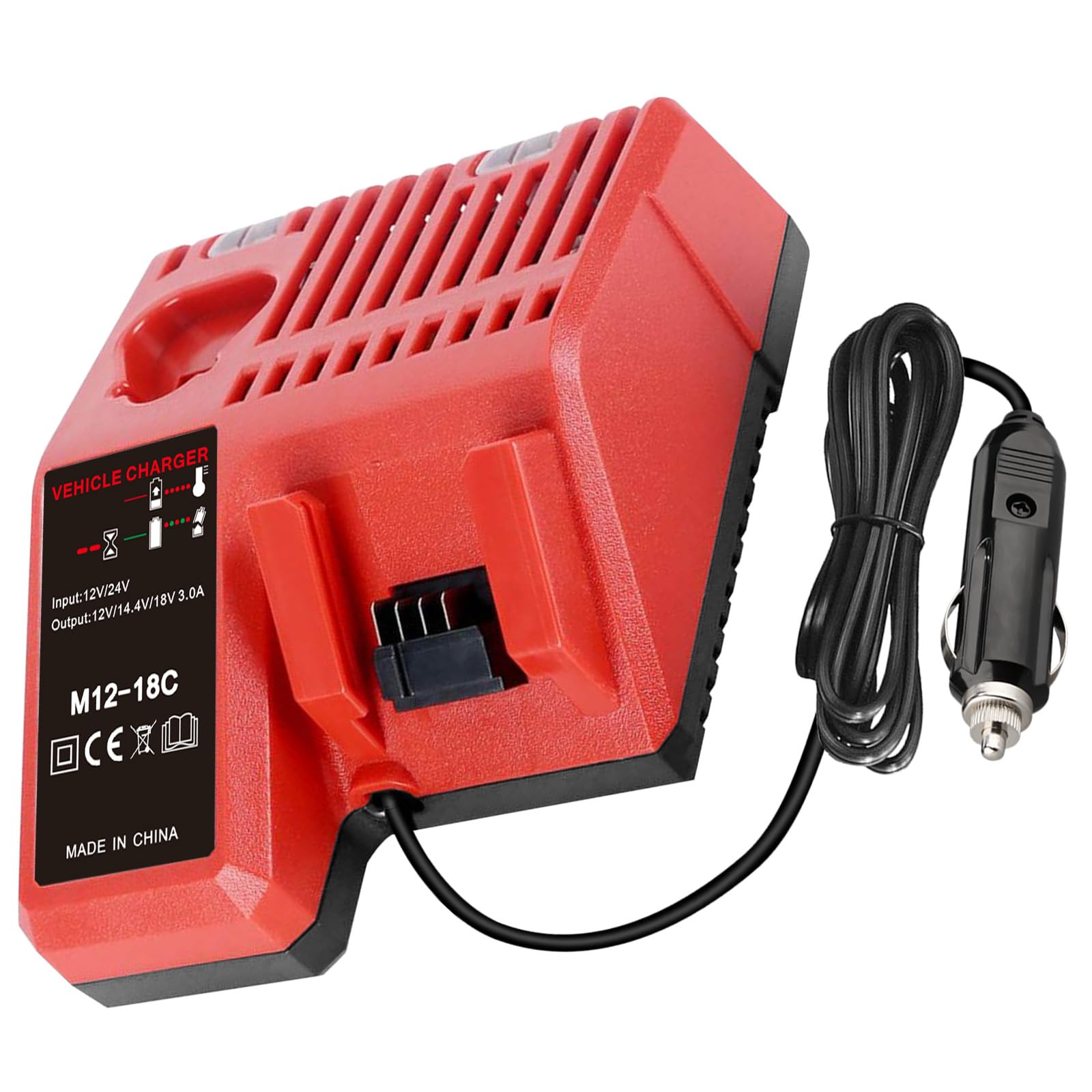 URUN Replacement for Milwaukee Electric Tools Corp 48-59-1810 Vehicle or M-12 M-18 Car Charger,for Milwaukee 48-11-2420 48-11-1815 48-11-1840 48-11-1841 48-11-1850 12V 18V XC Lithium-ion Battery