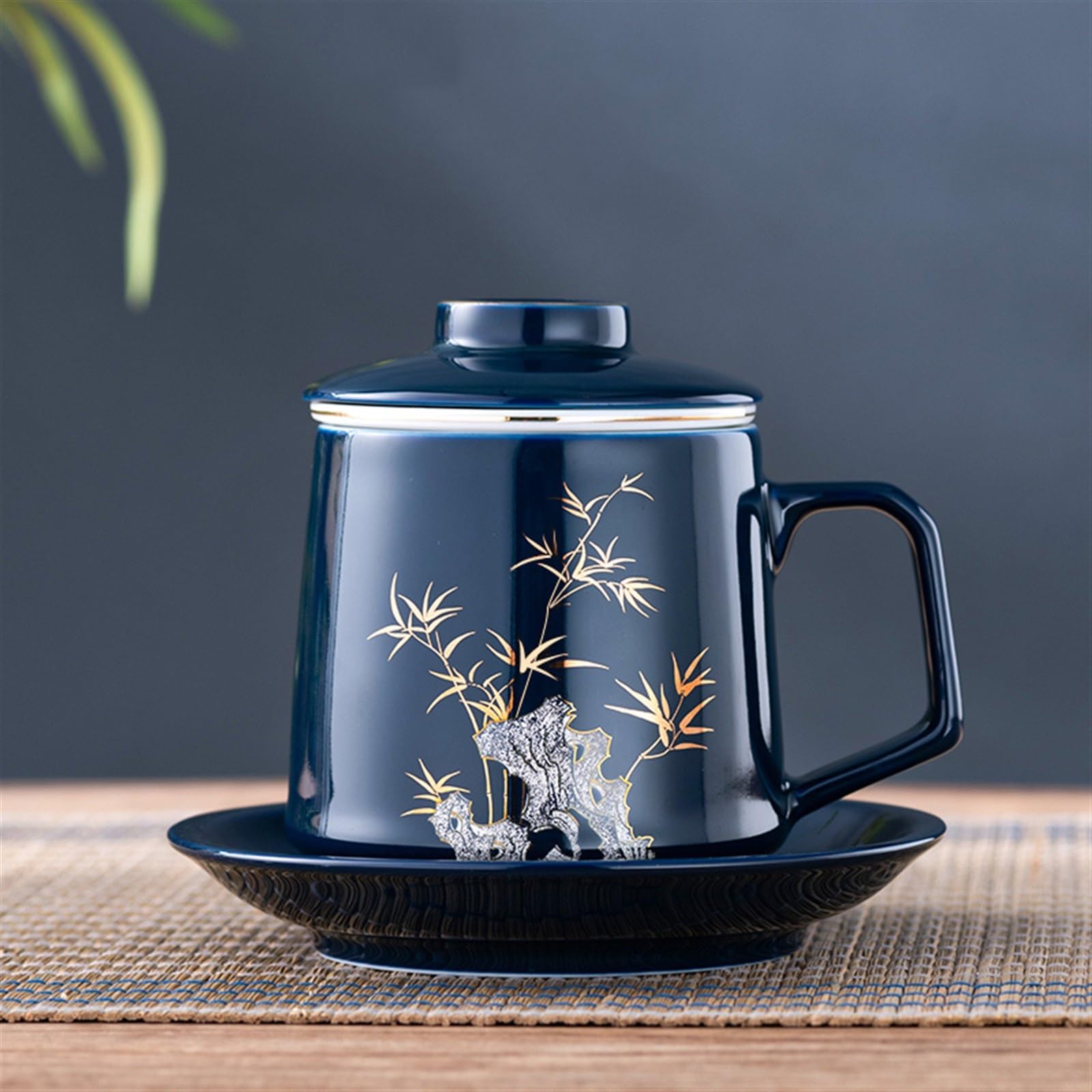 Taza de té de cerámica resistente al calor, tazas de té chino de alta calidad para el hogar y práctico juego de té de Kung Fu, juego de té de viaje para los amantes del té (juego de bambú)