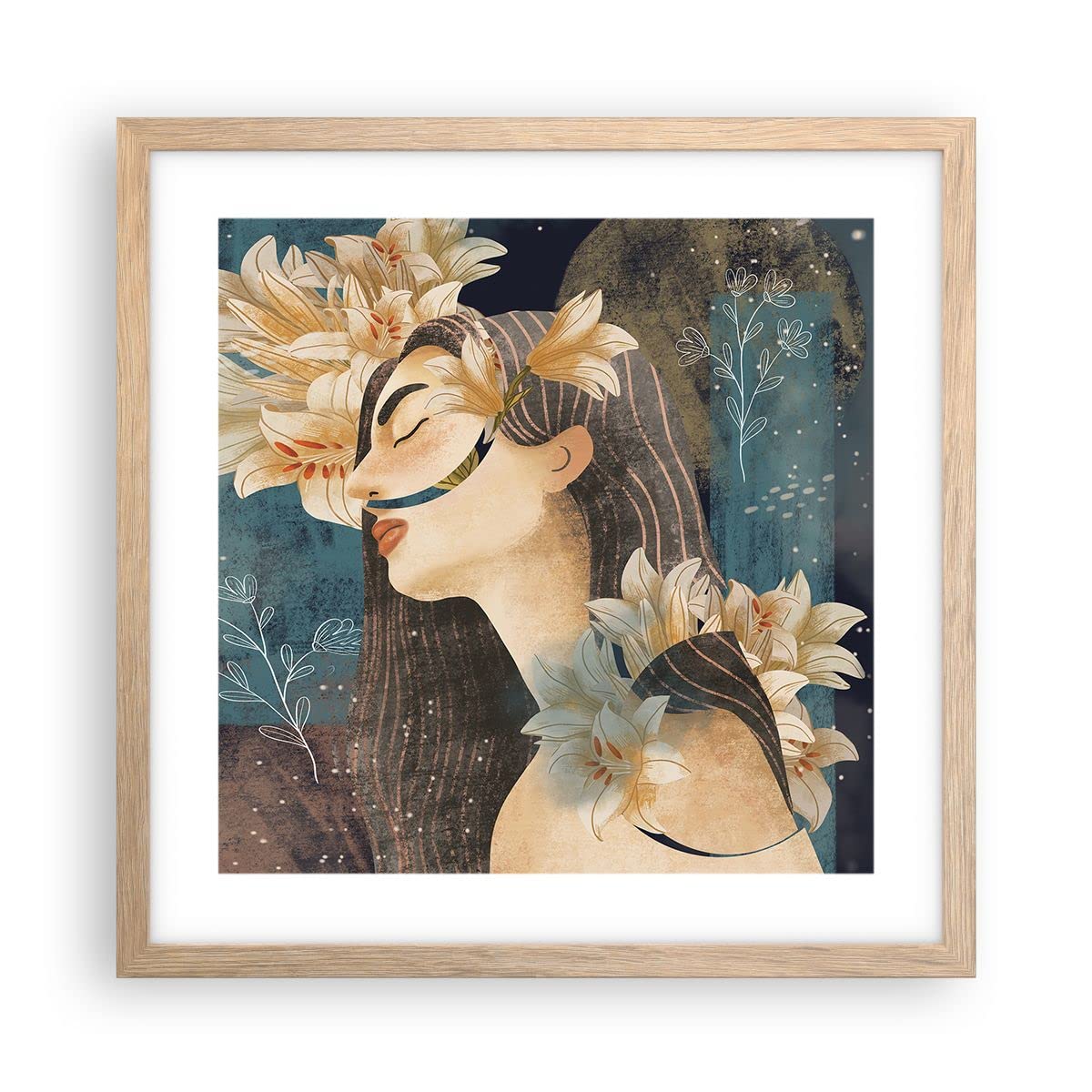 Poster 30x40 Cm Art Mural Surréaliste Femme Fleurs - ARTTOR, Impression Moderne