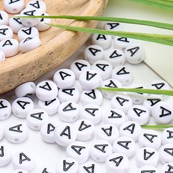 Weikeya 200 Perline Acriliche Con Lettere, 4x7mm, Per Gioielli Fai Da Te, Braccialetti E Collane, Colore Nero Con Filo Elastico