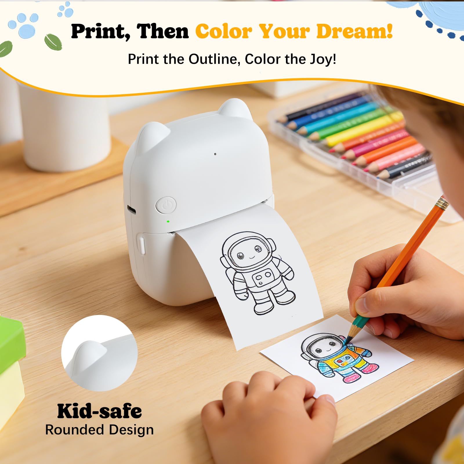 Mini Impresora Térmica Portátil Sin Tinta, Compatible con iOS y Android | Impresión AI, notas de estudio, diario creativo, manualidades DIY, regalo ideal, conexión móvil