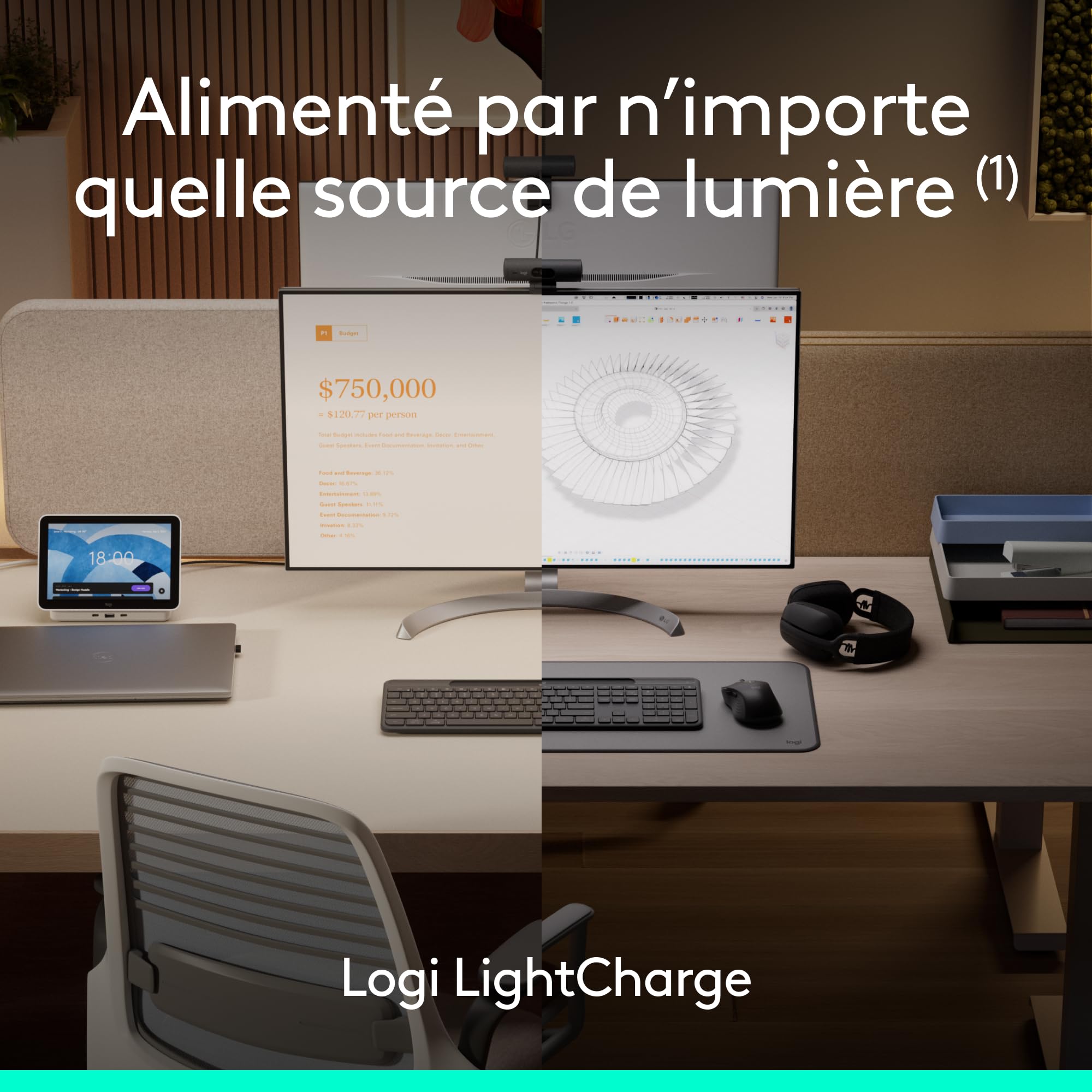 Image secondaire de Clavier Logitech Signature Slim Solar+ K980 - Sans Fil, AZERTY, Graphite