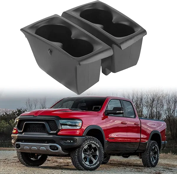 LINOAH Cup Holders Insert Compatible with 2019-2026 Ram 1500 Cup Holder, Replace #5YK46TX7AC 5YK47TX7AC, Door Cup Holders for Right and Left Pocket, Pack of 2