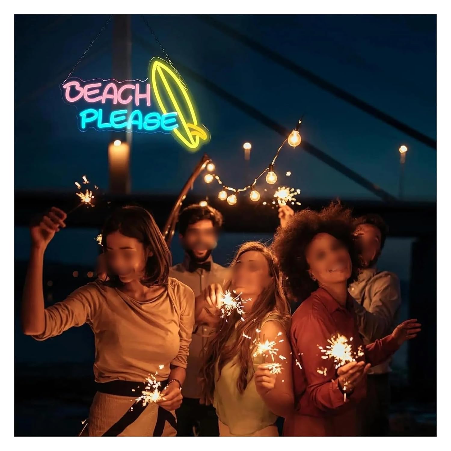 ネオンサイン LED Beach Please ネオンサイン LEDライトサイン 調光機能付き USB電源 寝室 リビングルーム バ