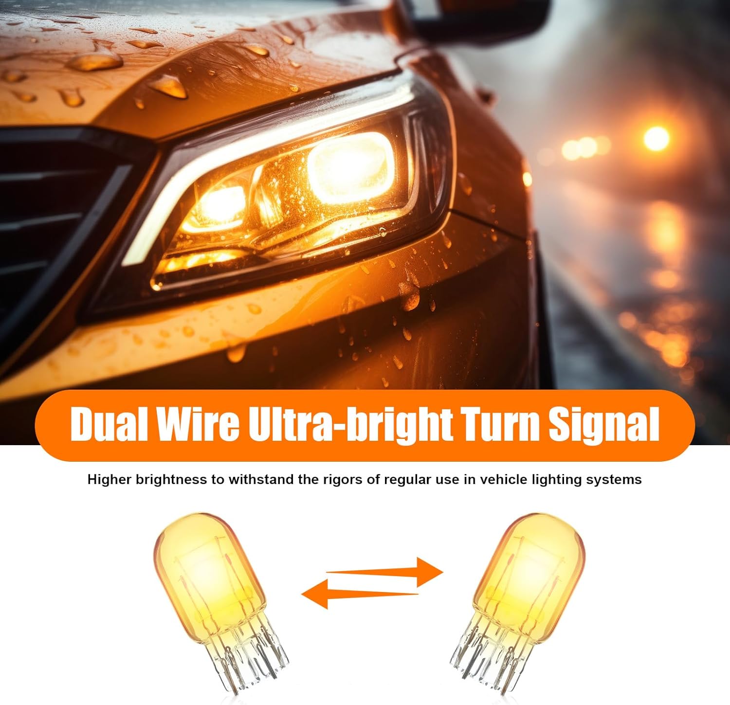 Glooglitter 100 Pcs 7443 Brake Light Bulb T20 1891 12v 21/5w Automotive Miniature Brake Tail Light Dual Wire Ultra-bright Turn Signal Daytime Running Lamp Reverse Lights Bulb for Car Truck SUV(White)