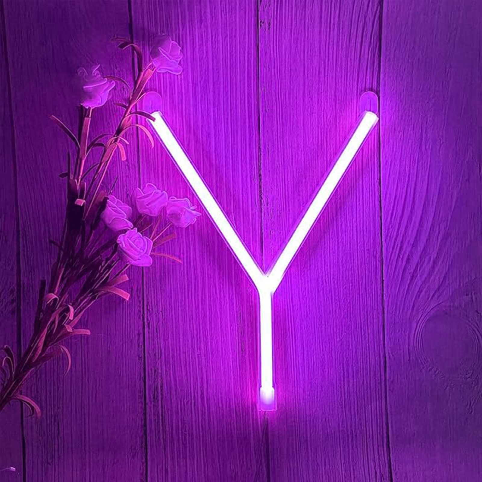 Vibrant Purple LED Neon Sign with USB/Battery Power - Customizable Letter Lights for Bedroom Wall Decor Wedding Backdrops Party Supplies & Cafe Aesthetic Lighting（Letters Y） — image 1