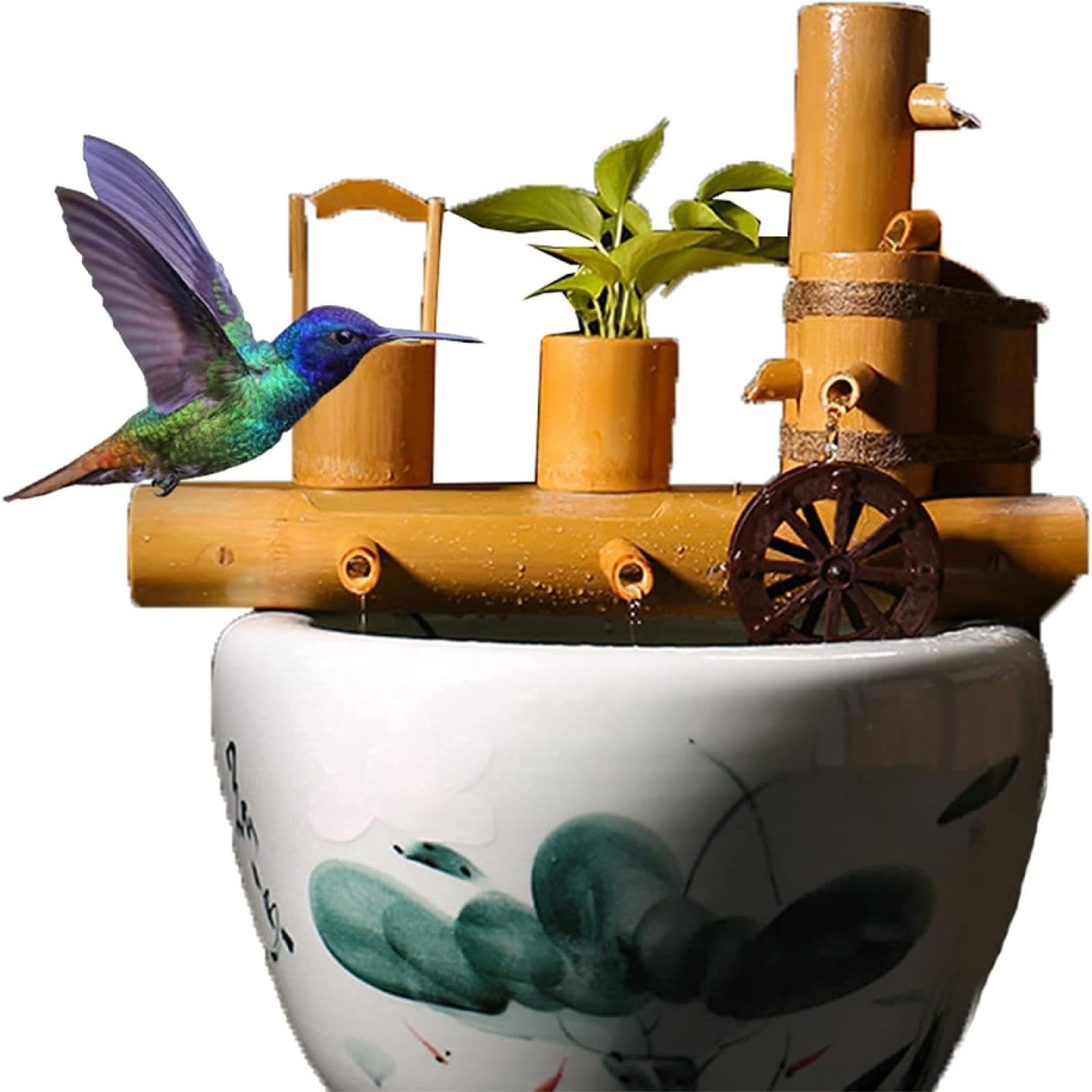asdchZen Handmade Bamboo Water Fountain With Pump, Feng Shui Zen Garden Fountain, Circulating Water Landscaping Decor, Bamboo Waterfall Ornament, For Yard, Pond, Fish Tank, 23.6In,35.4in
