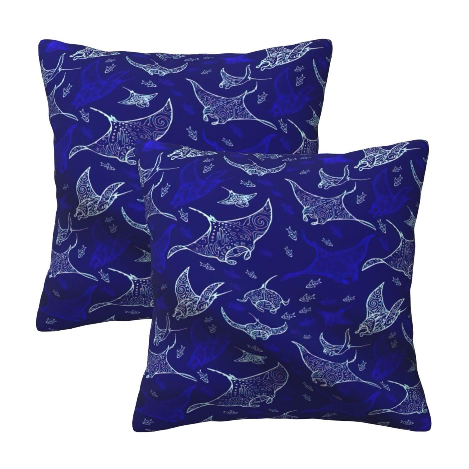 RRhgipp Manta Ray And Fish Throw Pillow Cases Decorative Cushion Covers Couch Bed Sofa Decoration Xmas Gifts Bed