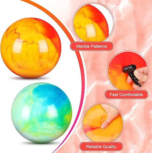 Miniatura 3 de Deekin 2 bolas hinchables marmoleadas de 15 pulgadas y 18 pulgadas, bolas inflables de goma grandes para patio de juegos, bolas sensoriales para