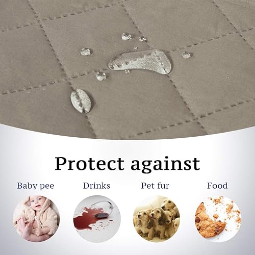 Miniatura 2 de H.VERSAILTEX Paquete de funda reversible para sofá de dos plazas, funda suave para silla, caqui/beige