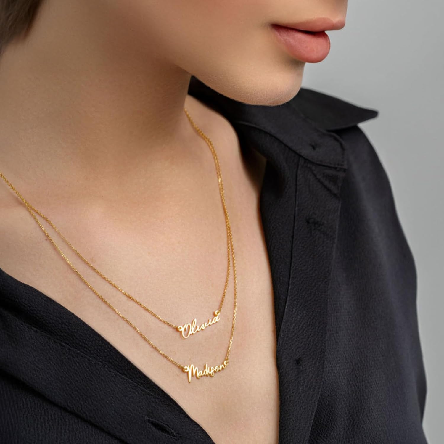 14K Gold Plated Custom Name Necklace for Women - Name Necklace Personalized Jewelry for Her - Gift for Mother's Day