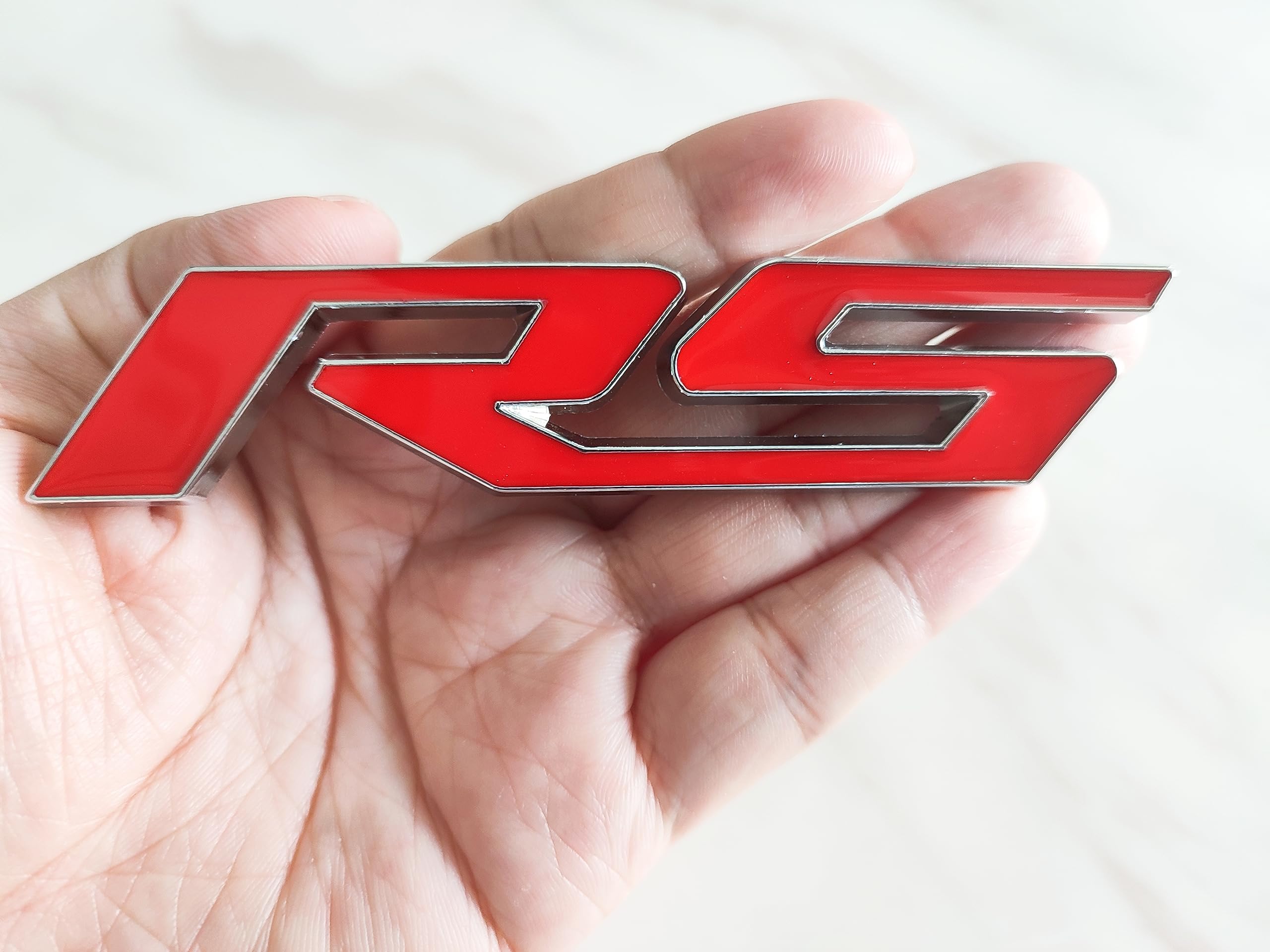 2X RS Badge Decal Suitable for RS Series Cars and Trucks (Silver-red Color)