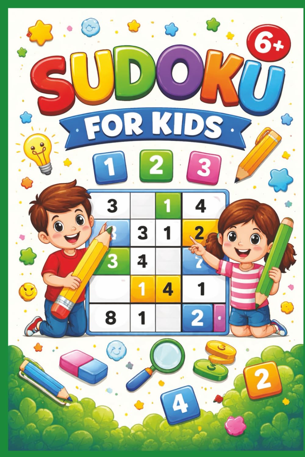 Sudoku For Kids: Sudoku Puzzles for Kids, Ages 6+, Beginner Friendly Puzzles, 6x9 Inches, 110 Pages, 50+ Puzzles, Solutions Included