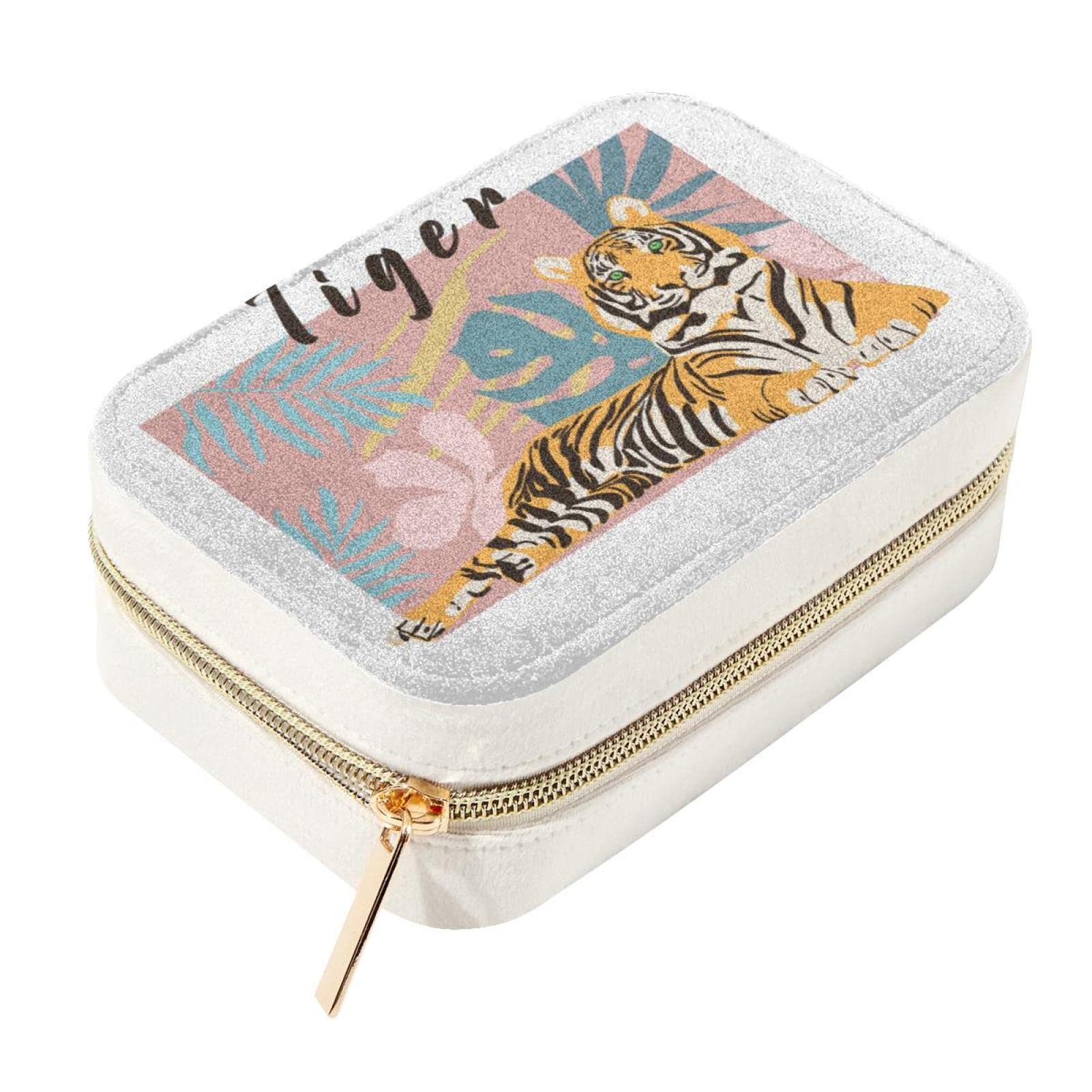 Mini Portagioie Da Viaggio In Pelle Con Motivo Tigre - Organizer Da 10,5 Cm