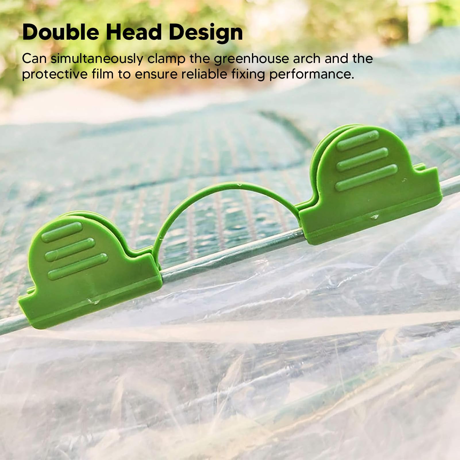 100PCS Greenhouse Arch Frame, Double Head Plastic Clip Heating Press Film Clip Clamp Film Clamps Shading Net Rod Clip Garden Hoops (4mm)