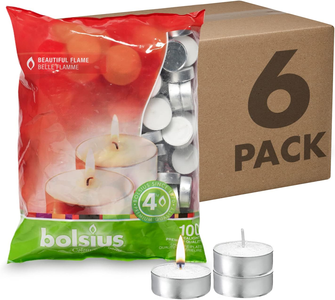 BOLSIUS Tea Light Candles 600 Count Smokeless, Long