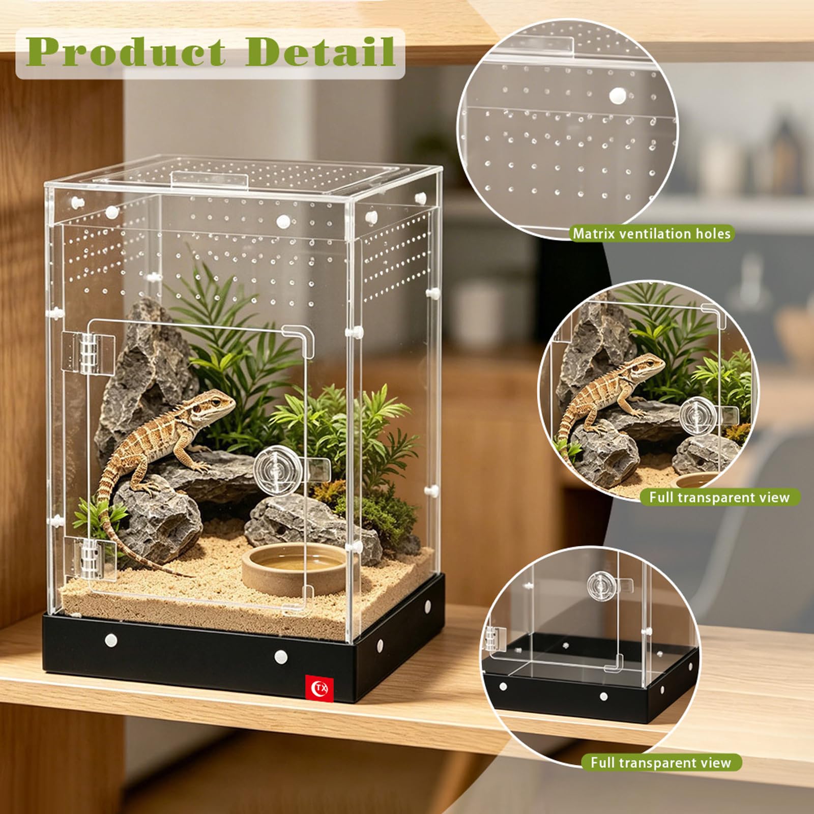 Caja de observación Terrario para Mascotas de Reptiles para albergar Ranas o Serpientes con Sistemas de ventilación Decoraciones para hogar Tanques de observación de Mascotas ventilados