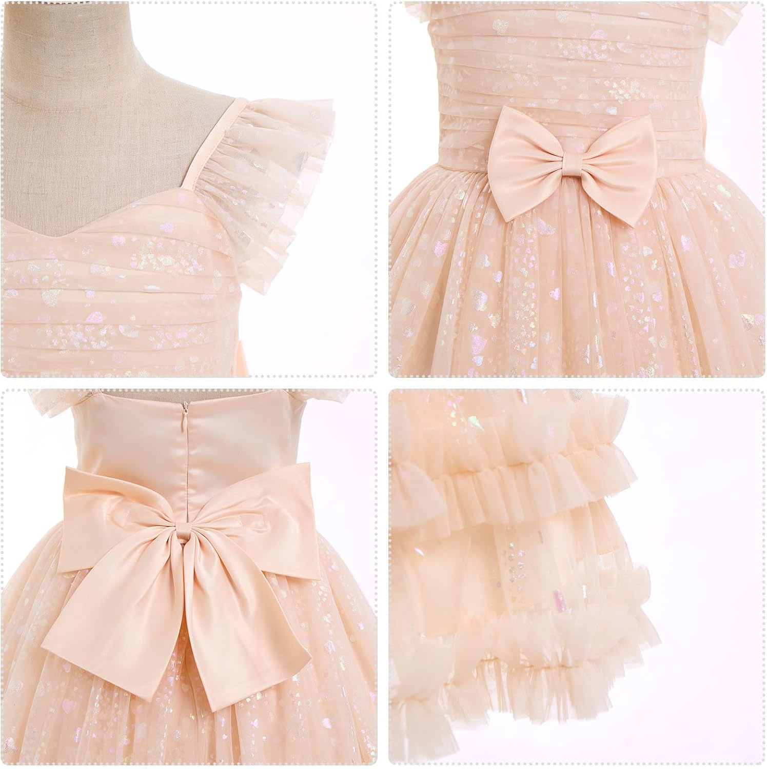 Flutter Sleeve Baby Flower Girl Formal Dress Toddler Bithday Outfits Little Princess Pageant Tea Party Prom Ball Gown