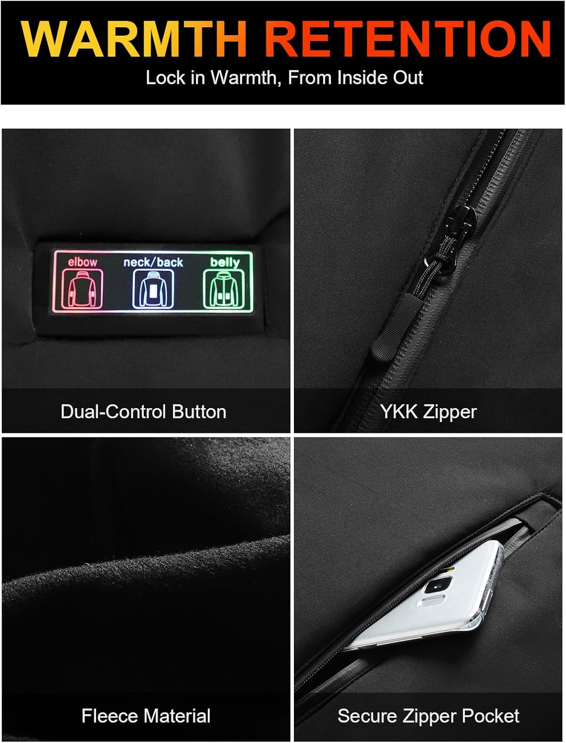 Auxo Heated Jacket for Men with 20000mAh Battery,Up to 16 Hrs Warmth,6-Zone Heating Waterproof Soft Shell Electric Coat - Image 5