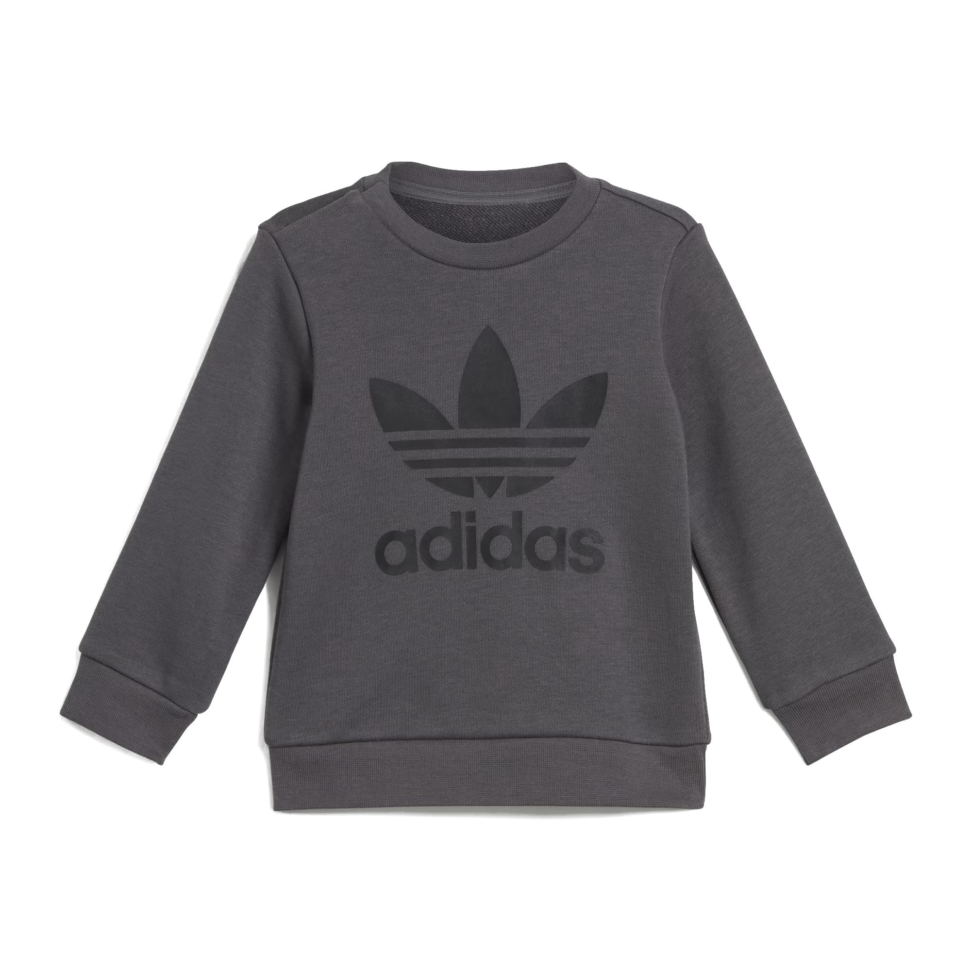 adidas Originals - Set felpa girocollo a maniche lunghe con trifoglio e pantaloni da jogging per neonati e bambini (grigio cinque)