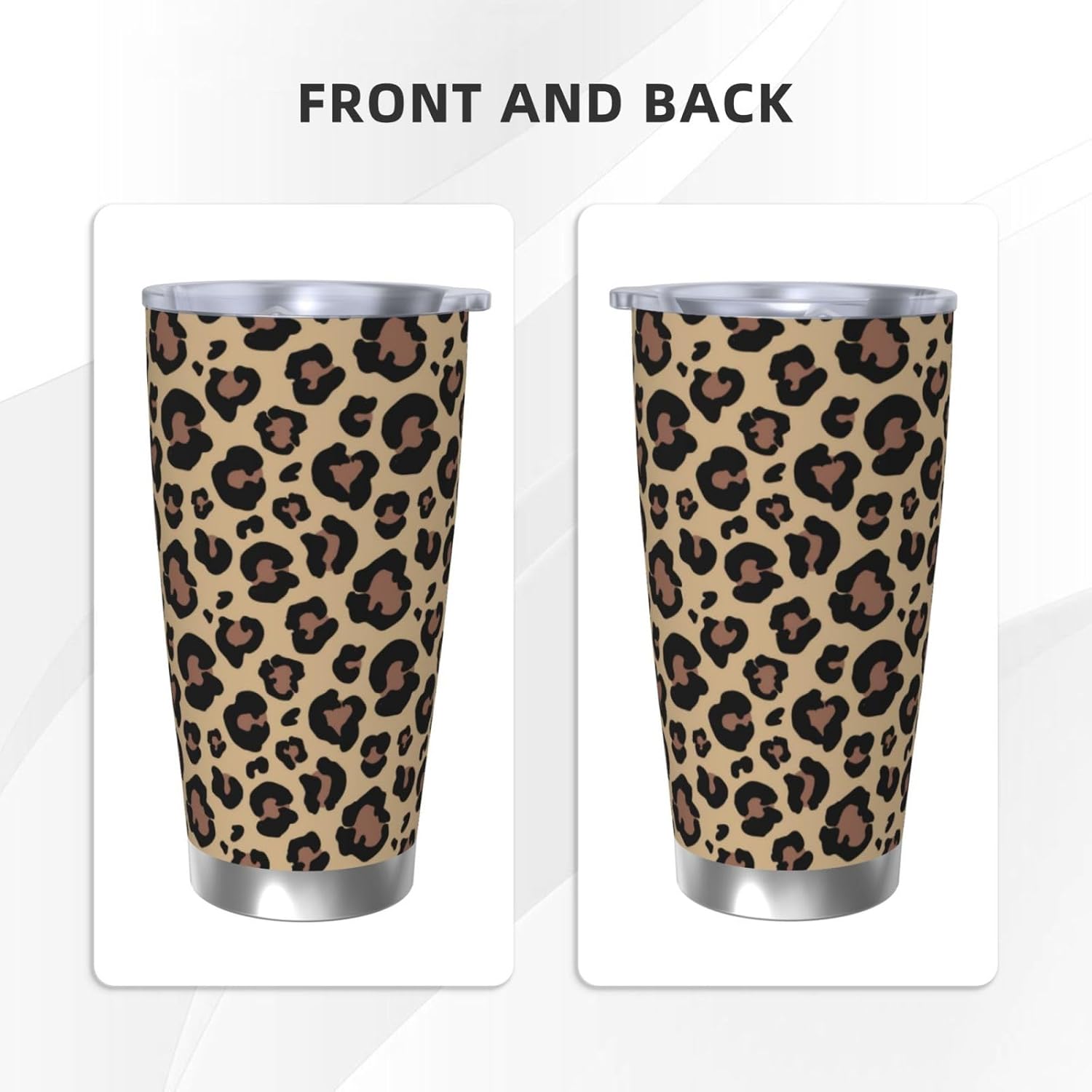 Leopard Print Tumbler with Lid and Straw, 20 OZ Stainless Steel Travel Coffee Mug Double Wall Insulated Cup gifts for Cheetah Lovers - Image 3
