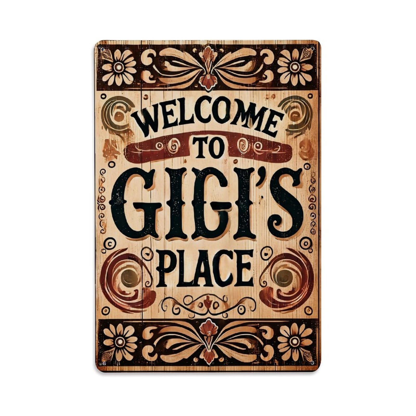 Jdfenggu Vintage Welcome To Gigis Place Sign Retro Metal Tin Sign, Metal Poster For Bar, Home, Man Cave, Kitchen, Laundry Room Art Decor 8X12 Inch