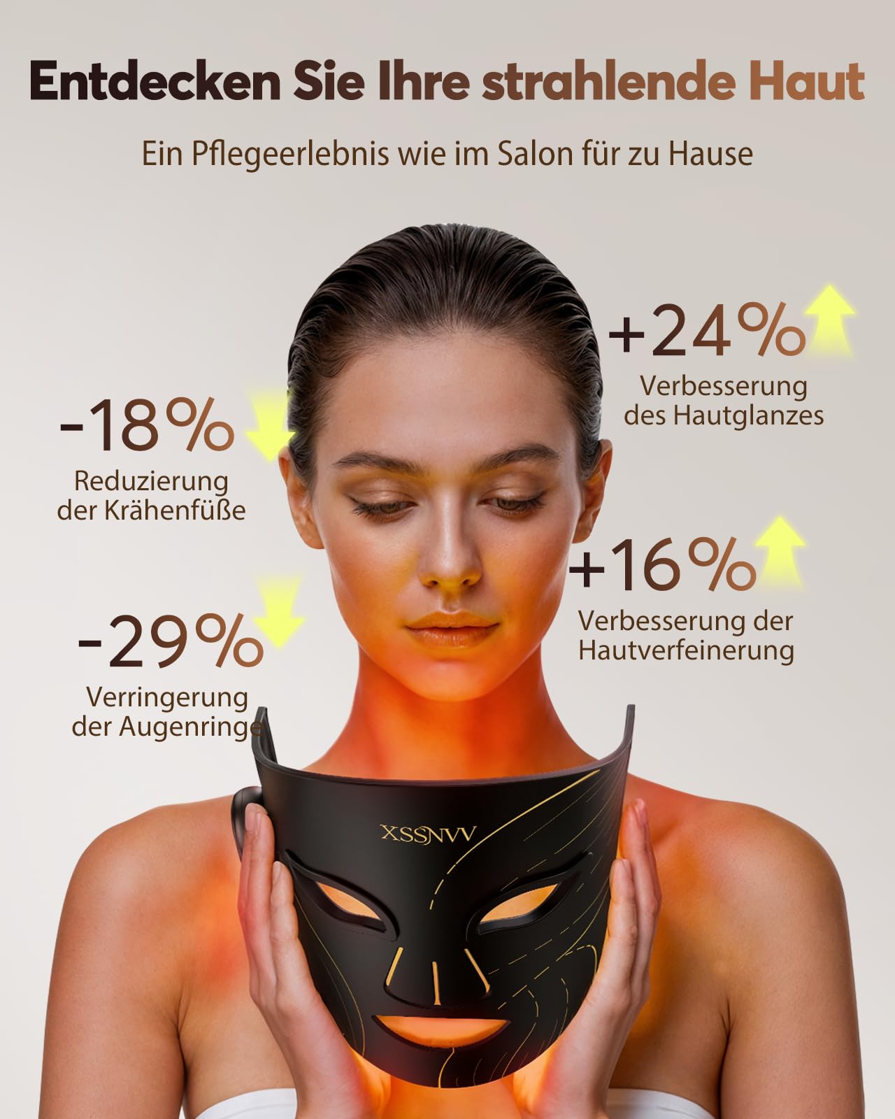 LED Maske Gesicht, Kabellos Lichttherapie Gesichtsmaske, 4 Modi für Anti-Aging, Hautklärung, Entzündungshemmend, Beruhigend, rote/blau LED, Aufladbar Rotlichtlampe Gesicht, Schönheitsgeschenke
