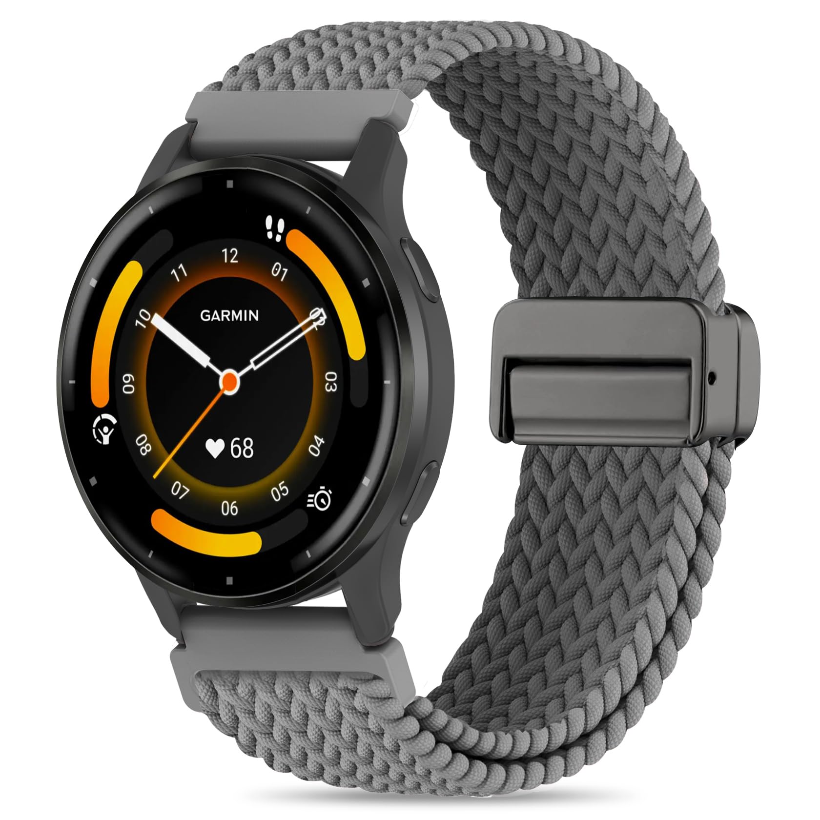 Folavii 18mm Magnetic Braided Nylon Band Compatible with Garmin Venu 3S/Venu 4 41mm/Venu 2S/Vivoactive 4S/Vivomove 3S/Forerunner 255S/Forerunner 265S,