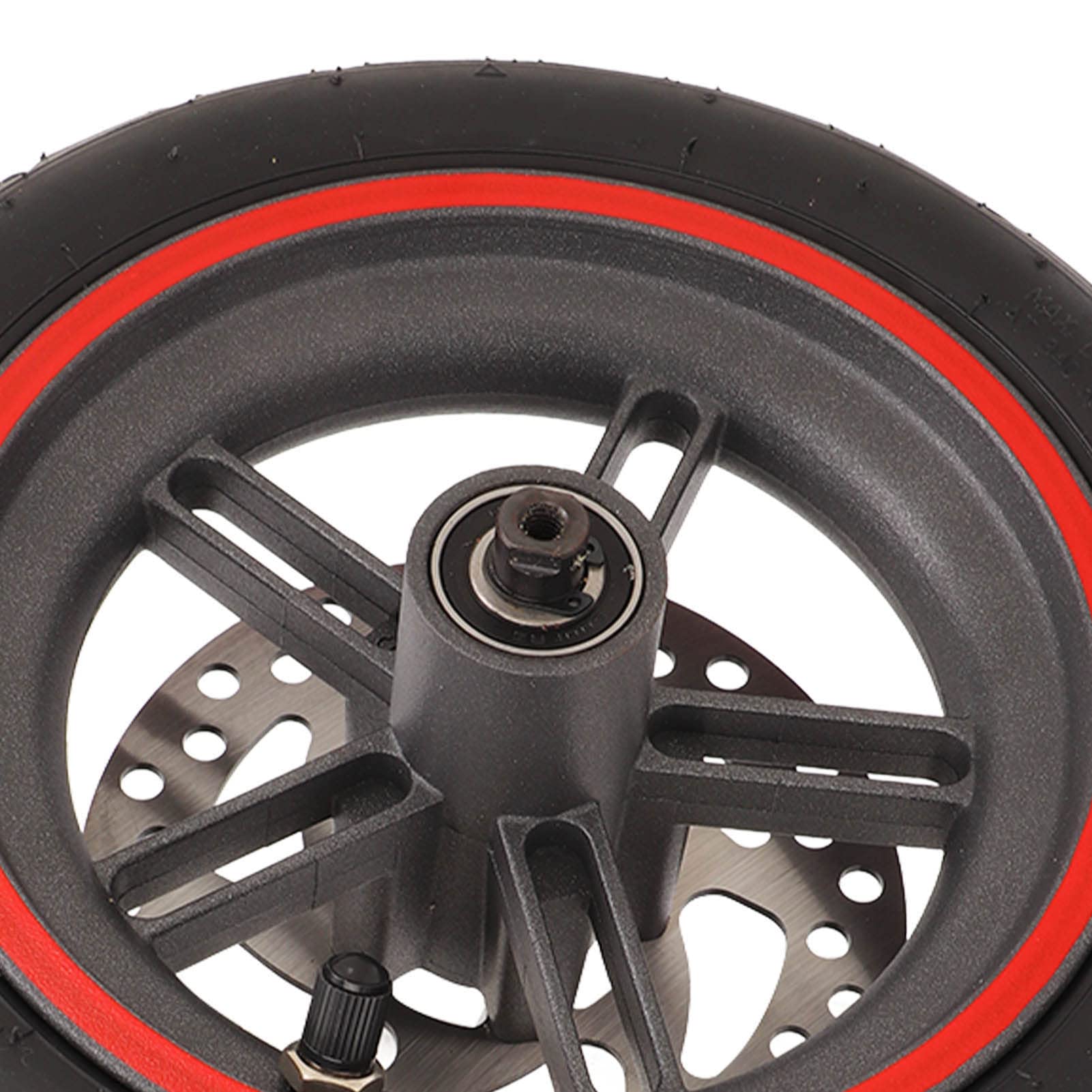 Rueda Trasera Scooter Electrico, Resistente Aleación Aluminio Rueda Repuesto con Disco Freno 120mm Neumático Rojo for Usuarios Diarios, Viajes Urbanos, Comunidades Estudiantiles