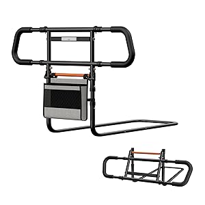 C5 Barandilla Cama Adultos Plegable - Altura y Ancho Ajustable Barrera Cama Adultos, Baranda Cama Articulada Adulto con LED, Asidero Cama para Mayores, Facilita Levantarse y Cuidados