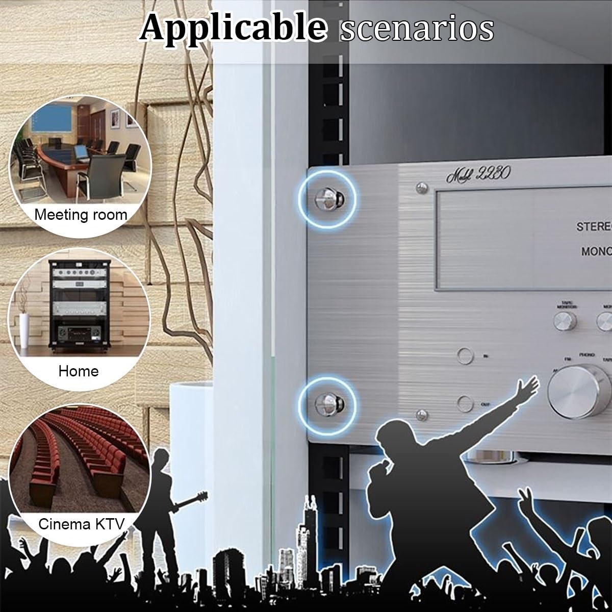 Rack Audio Mobile Con Ruote Universali, Mobiletto Rack Per Stereo, Mobile Per Stereo Hifi Chiuso, Mobile Hifi Legno, Mobile Hifi Con Ruote Adatto Per Lettori DVD/Console Di Gioco/Accessori TV(Black,H8