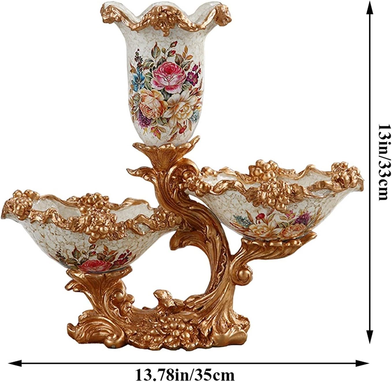 Elegant Large Flower Vases Table Centerpiece for Kitchen Dining Living Room Home Decor, European RetroTall Big Resin Flowers Chinese Vases for Bedroom Decorations, White 13.78in ×13in