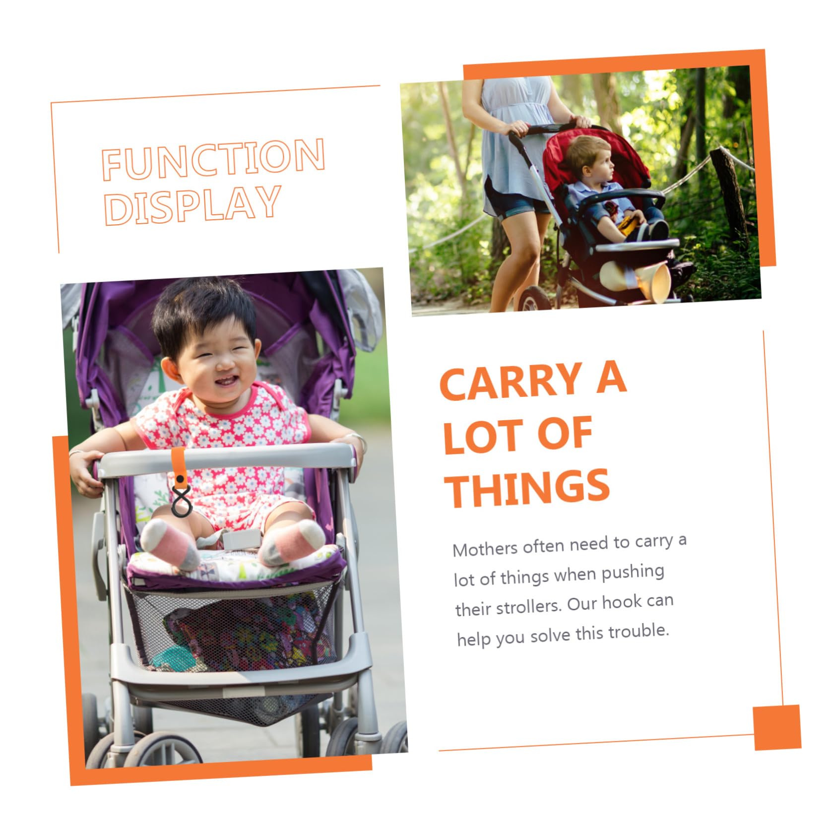 ERINGOGO Stroller Hooks 15pcs Heavy Duty Hooks for Shopping Bags Stroller Hangers Random Color