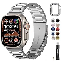 Fullmosa Cinturino per Apple Watch Ultra 3, 2, 1 49mm, Cinturini di Ricambio in Acciaio Inossidabile Compatibile con Apple Watch Band Ultra 3,  Ultra 2,  Ultra, per Donna e Uomo, Argento