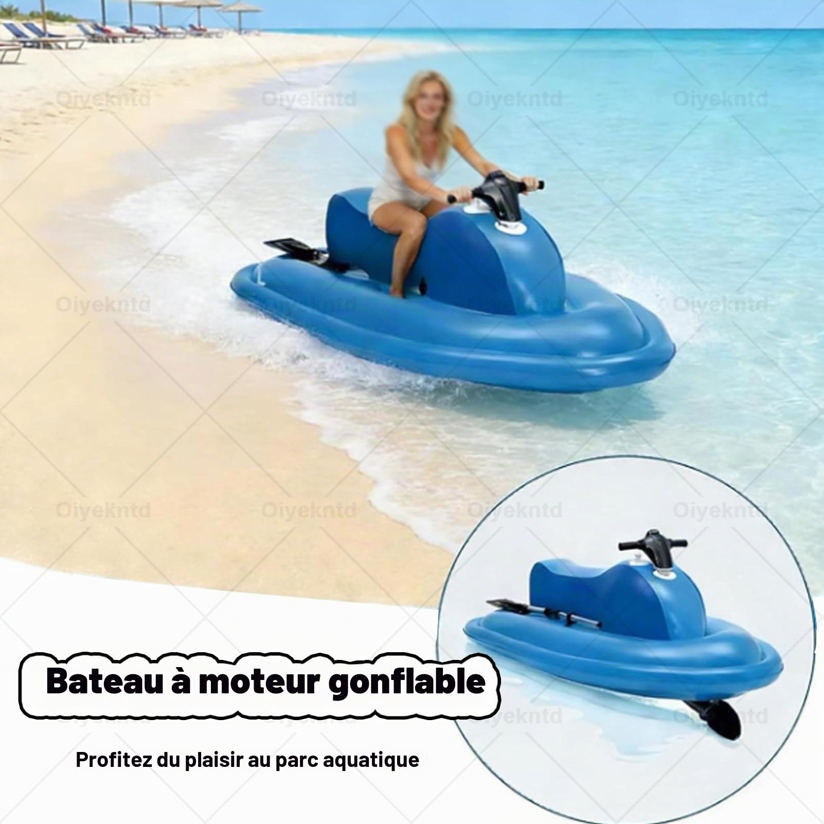 Jet-ski gonflable motorisé / Jet-boat électrique gonflable pour adultes avec moteur 500 W/700 W, capacité de charge max. 150 kg (330 lb), pour la mer, la piscine et les sports nautiques 500W16A