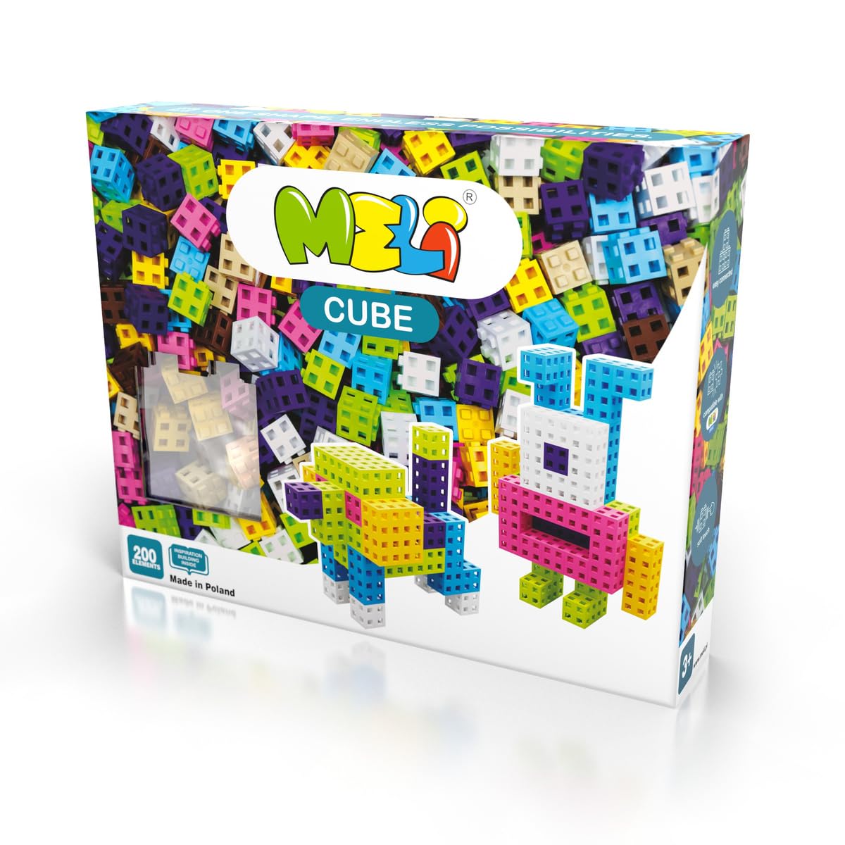 Meli Minis Cube Pink – 200 Bausteine (2x2 cm) in Pastellfarben – Kreatives Konstruktionsspielzeug für Kinder ab 3 Jahren – Fördert motorische Fähigkeiten und Fantasie
