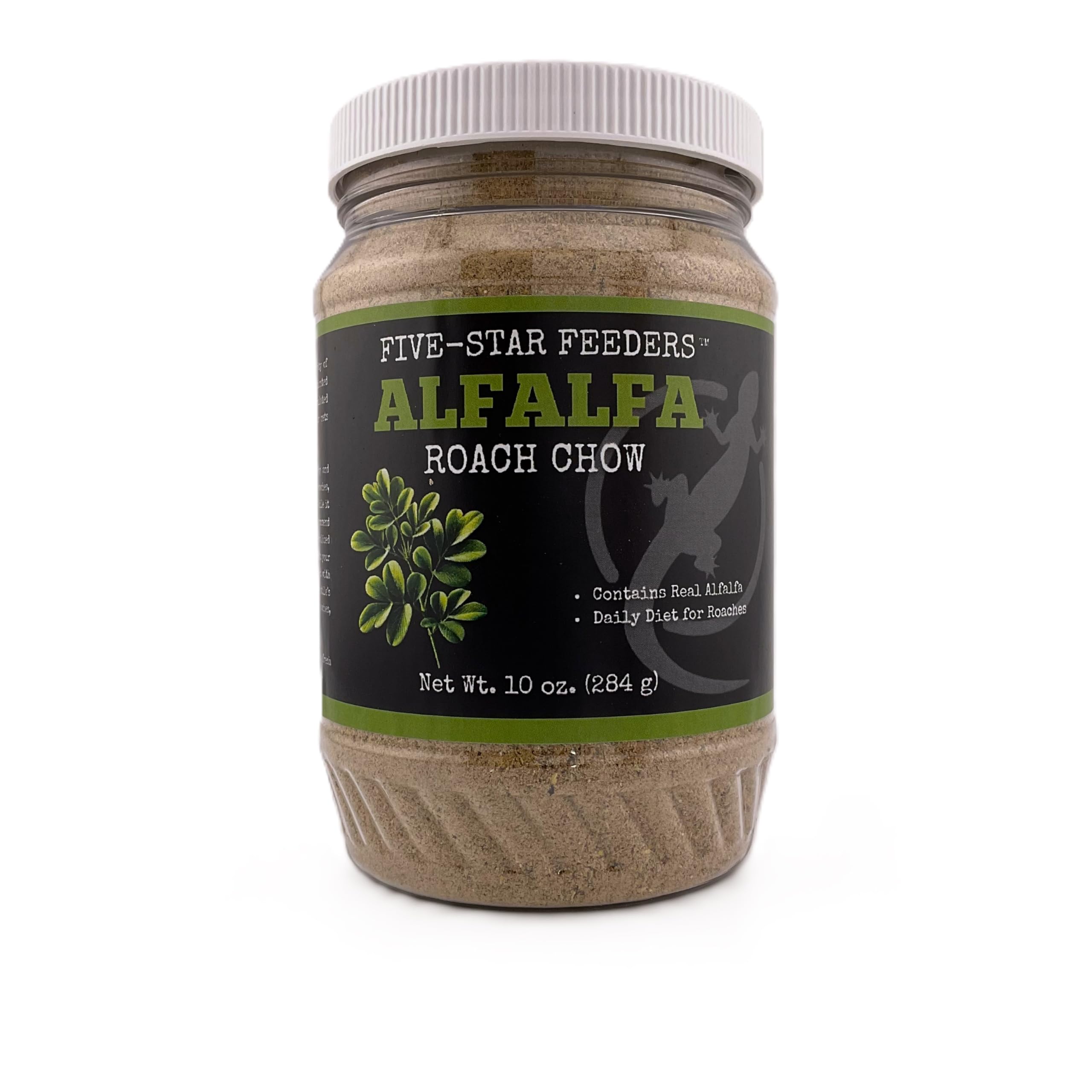 Roach Chow – Alfalfa Flavored Daily Balanced Diet for Dubia Roaches and Feeder Insects – 10 oz Plastic Jar