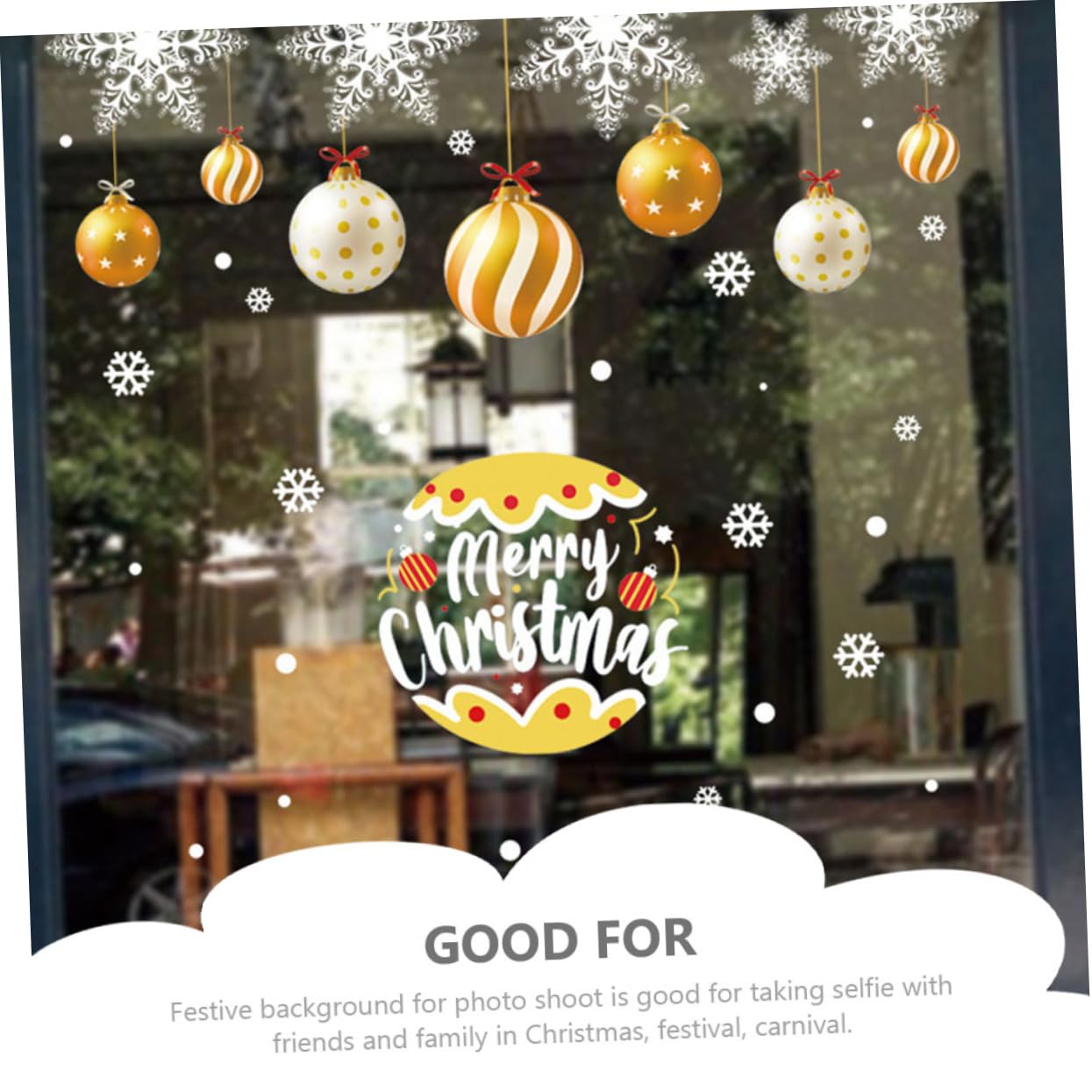 TOPBATHY 5 Blätter Statische Weihnachtsaufkleber Weihnachtskugel Fenster Haftet Weihnachtstüraufkleber Fensterschneeflocken Aufkleben Winterliche Fensterfolie Weihnachtsfensteraufkleber Pvc