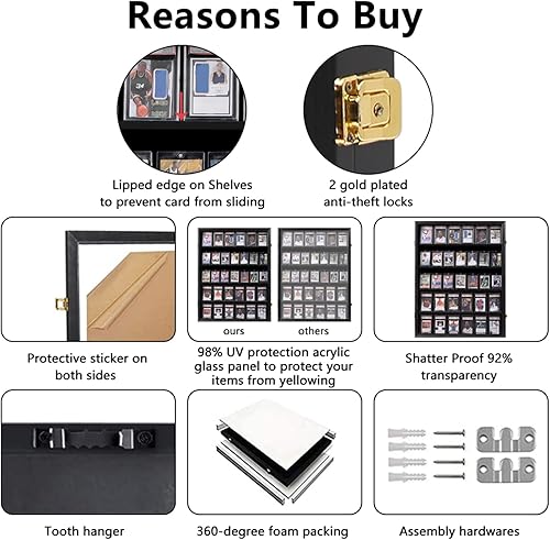 Miniatura 4 de VERANI Estuche de exhibición de tarjetas de béisbol  Marco de exhibición de tarjetas deportivas con 35 grados  Sostiene tarjetas deportivas con