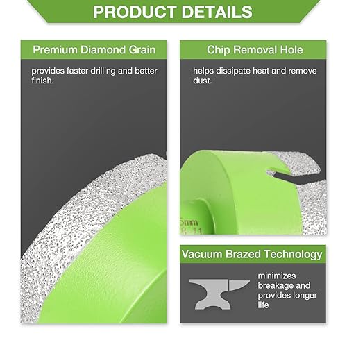 Miniatura 4 de LFGUD Kit de sierra de agujero de diamante juego de brocas de núcleo de diamante de 7 piezas 0984-3937in25 Fadaptador SDS kit de sierra de agujero