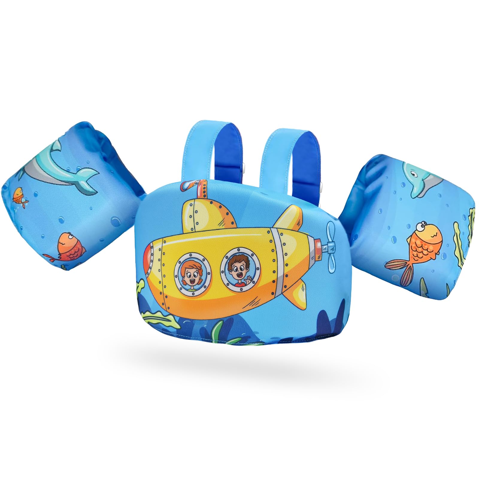 Chaleco Flotante Natación para Niños con Brazalete Correa para el Hombro, Manguitos Piscina para Bebé para Niños y Niñas de 2,3,4,5,6, Años, 10-30 KG Chaqueta de Entrenamiento para Nadar Aprendiendo