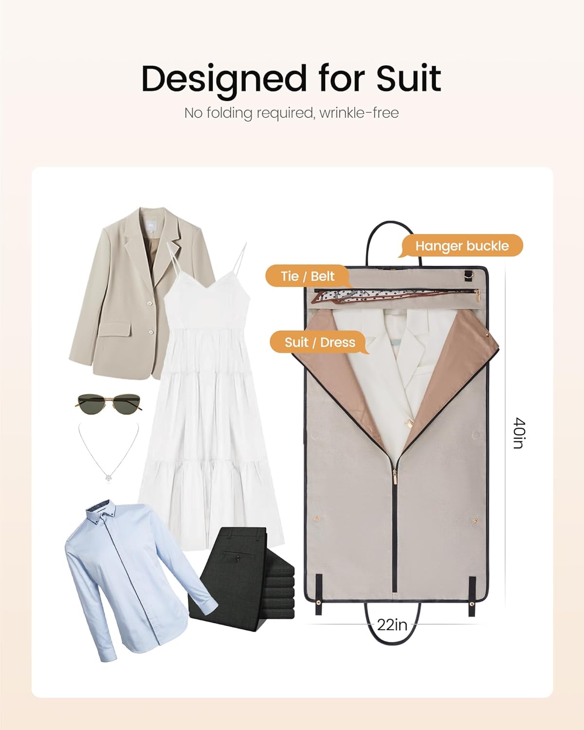 LOVEVOOK Garment Bags for Travel,3 in 1 Garment Duffle Bags for Travel with Shoe Pouch,Carry on Garment Bag for Women Men,Hanging Suitcase Suit Dress Business Travel Bag Weekender Bag - Image 4