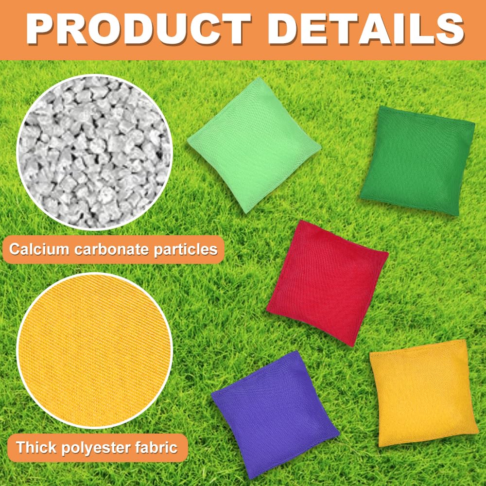 Lot De 10 Sacs Cornhole VGECEE 10x10 Cm – Sacs De Sable Colorés, Carbonate De Calcium, Avec Pochette De Rangement